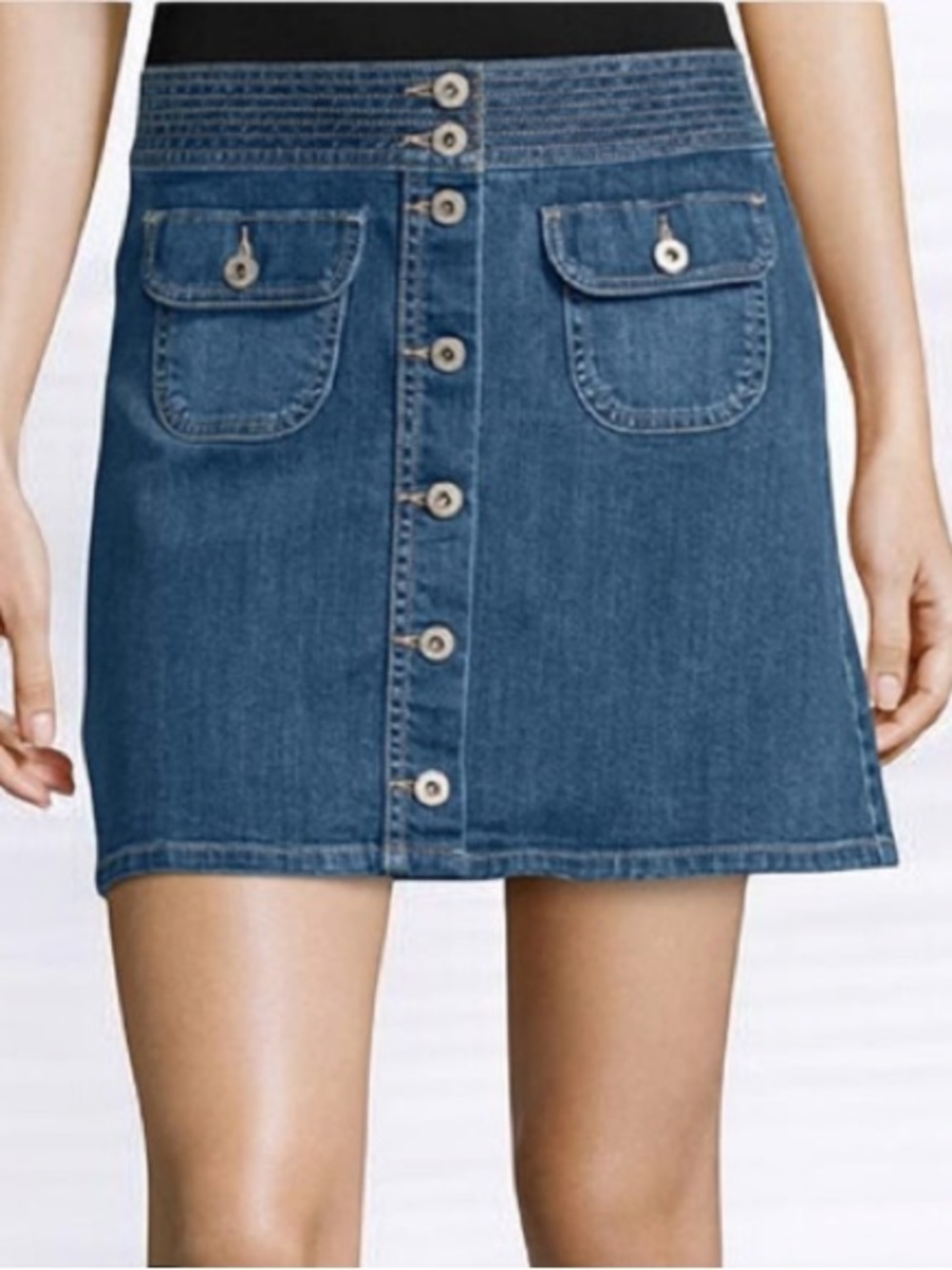 Arizona Jean Company Button-Front Denim Mini Skirt - Blue